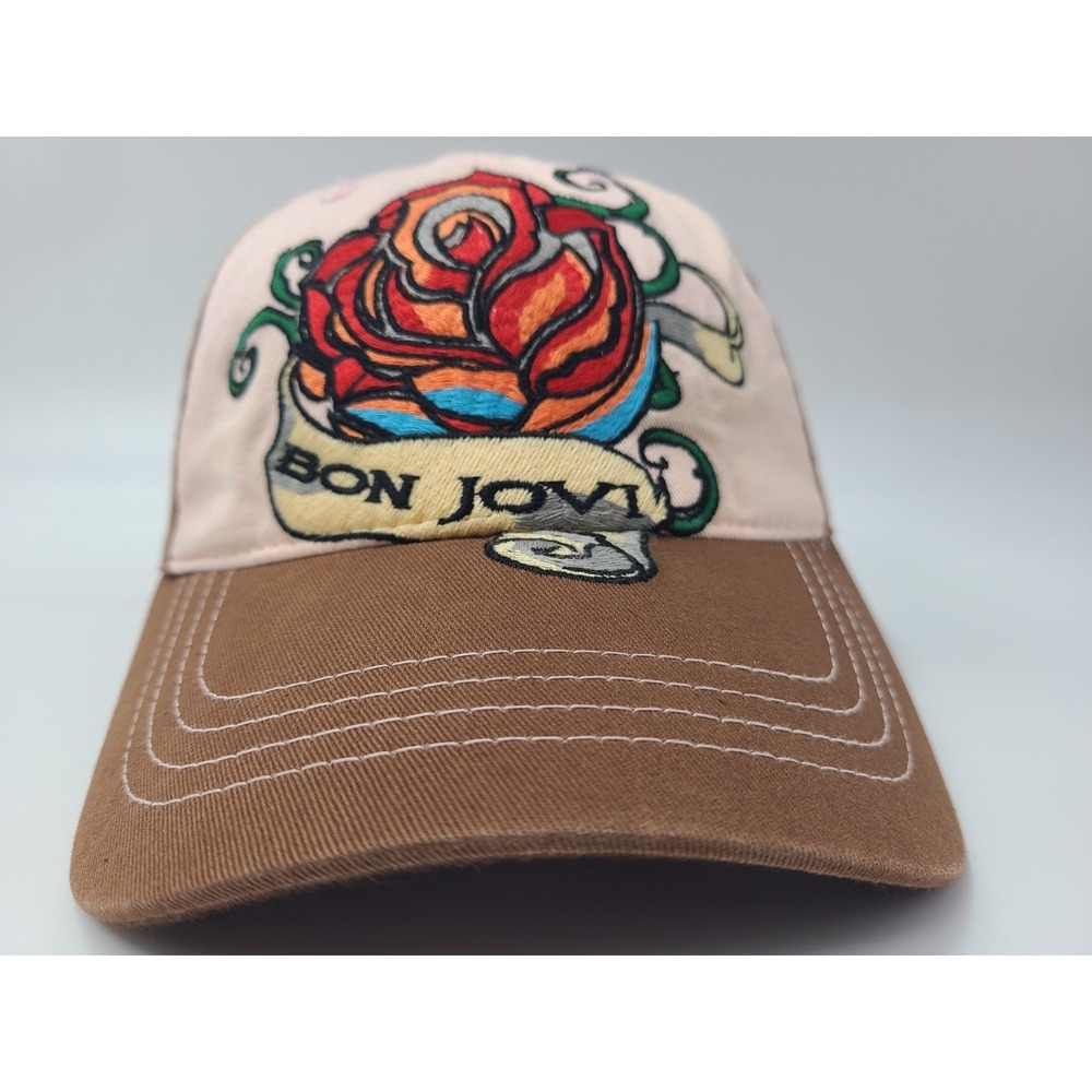 Women Bon Jovi Rose Adjustable Hat Cap Cotton Casual Rock Band Music Pink Brown - Picture 2 of 15